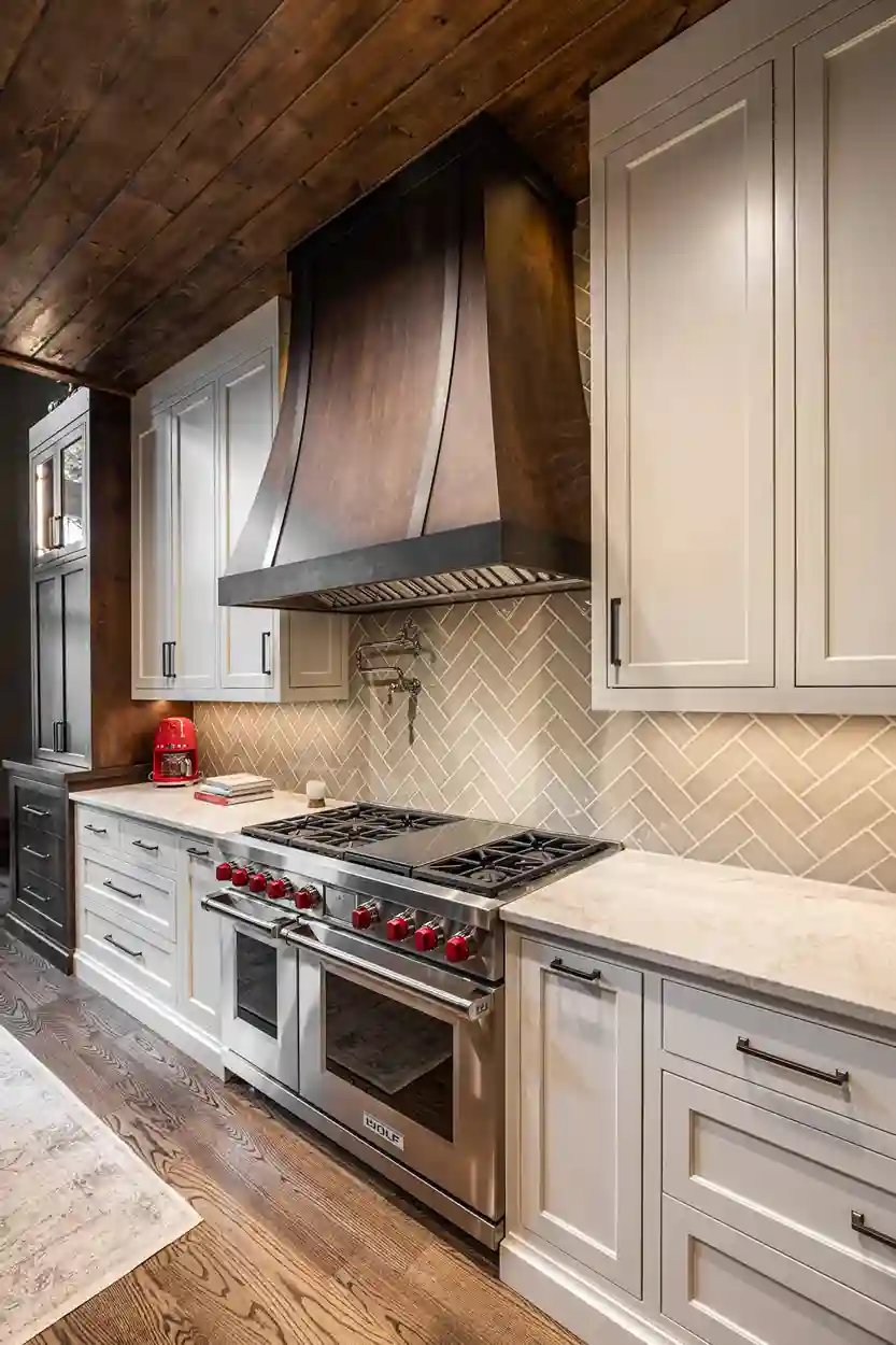 Luxury kitchen with custom wood cabinets and modern appliances by Michael James Remodeling.